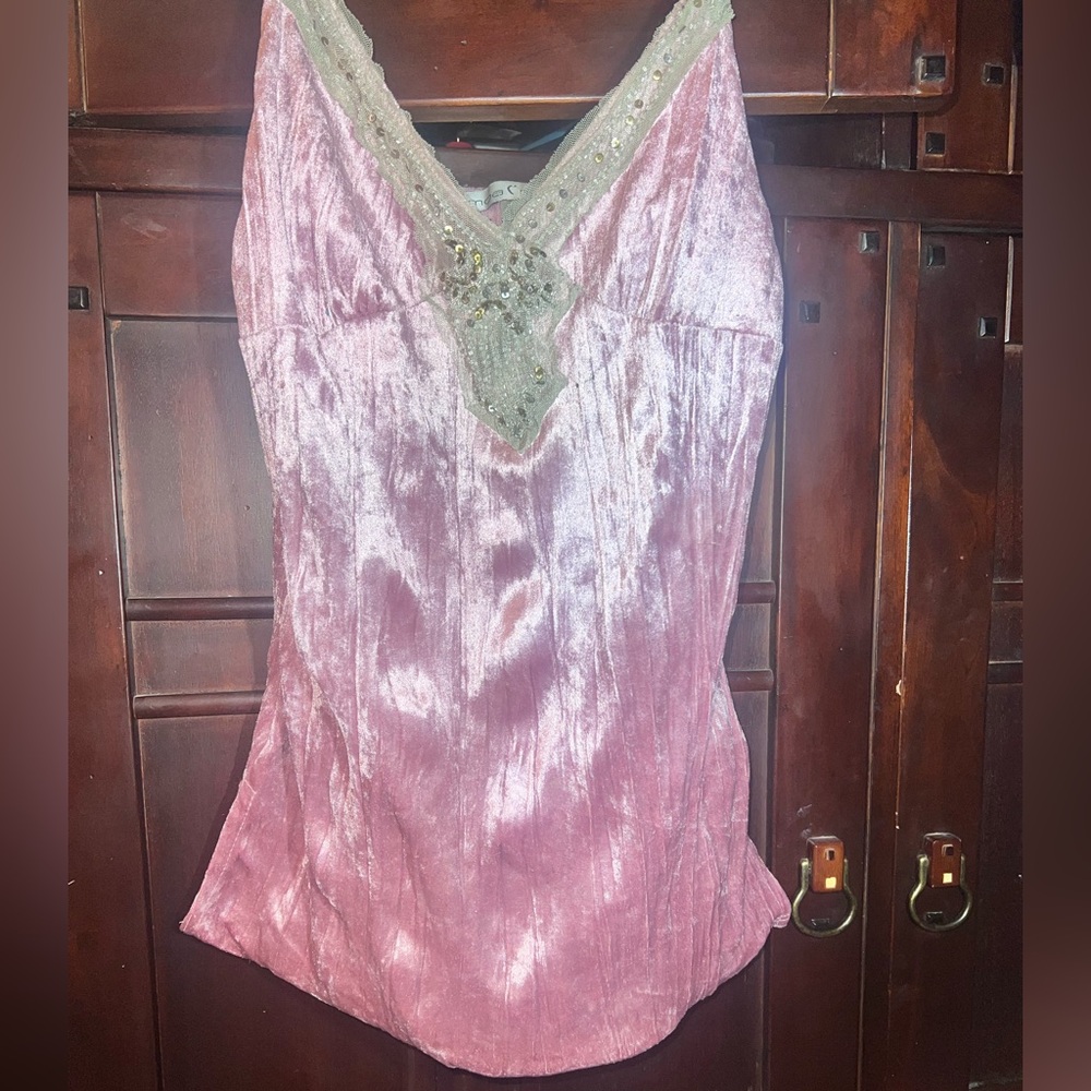Pink 90’s Velvet glamorous Tank Top